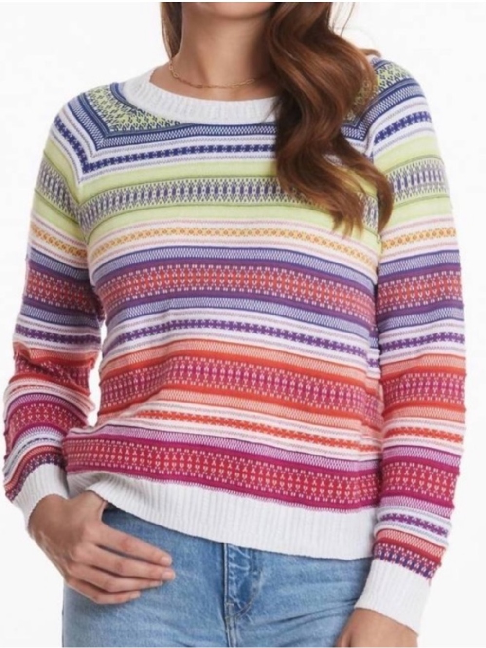 Tyler Boe Multicolor Striped Fair Isle Crewneck Sweater.‎ Size Small.